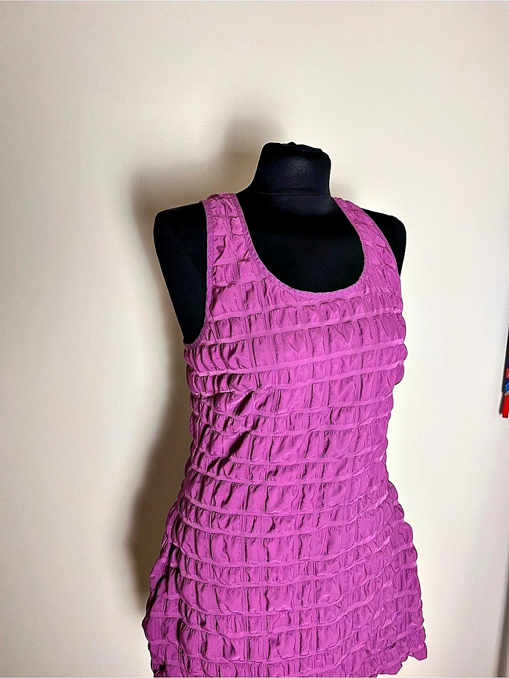 Weekday Purple Mini Dress Ruched M - Picture 2 of 8